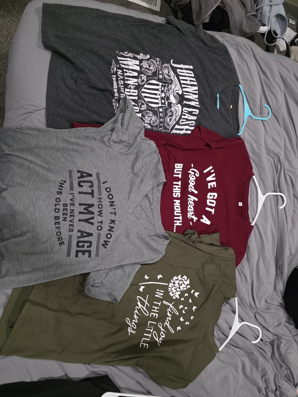 Mixed Graphic Tee Bundle - Charcoal, Maroon, Gray, Olive